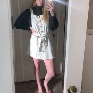 White Denim Material Button Dress